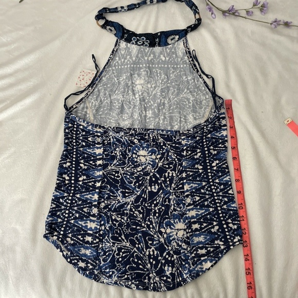 NWT Free‎ People [SZ Large ] Madagascar Halter Tank Top in Indigo Blue - Picture 11 of 12